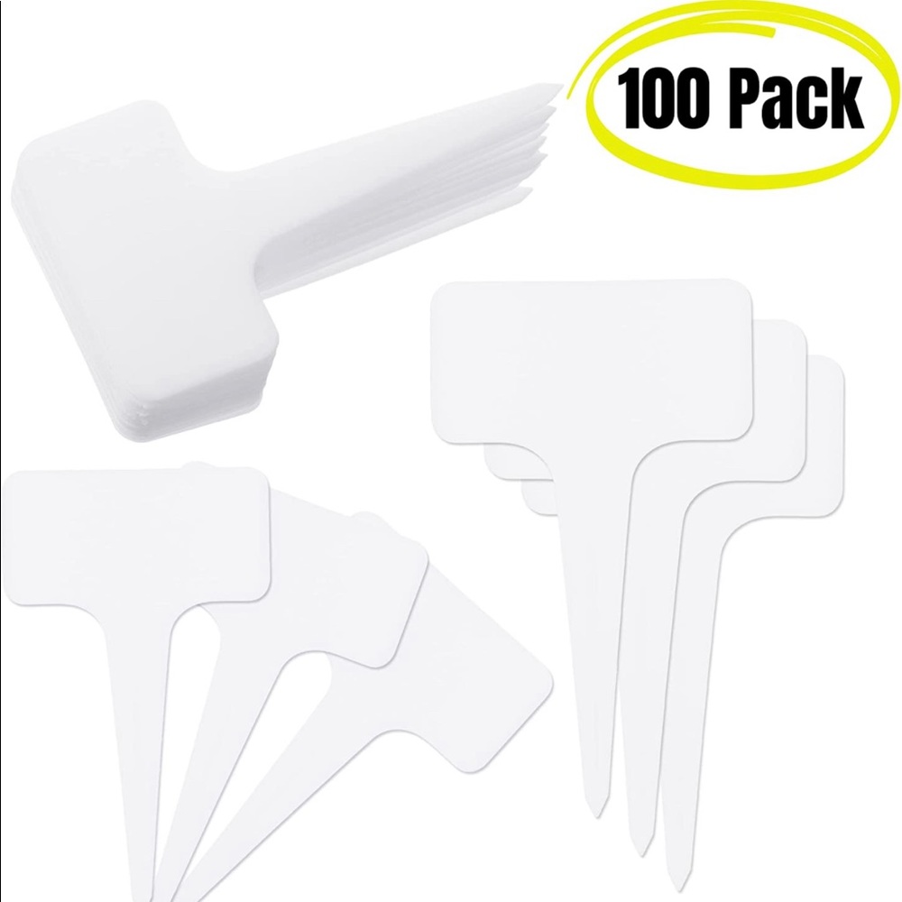 Plastic plant labels , T shape reusable garden tags, vegetables outdoor 100 piec